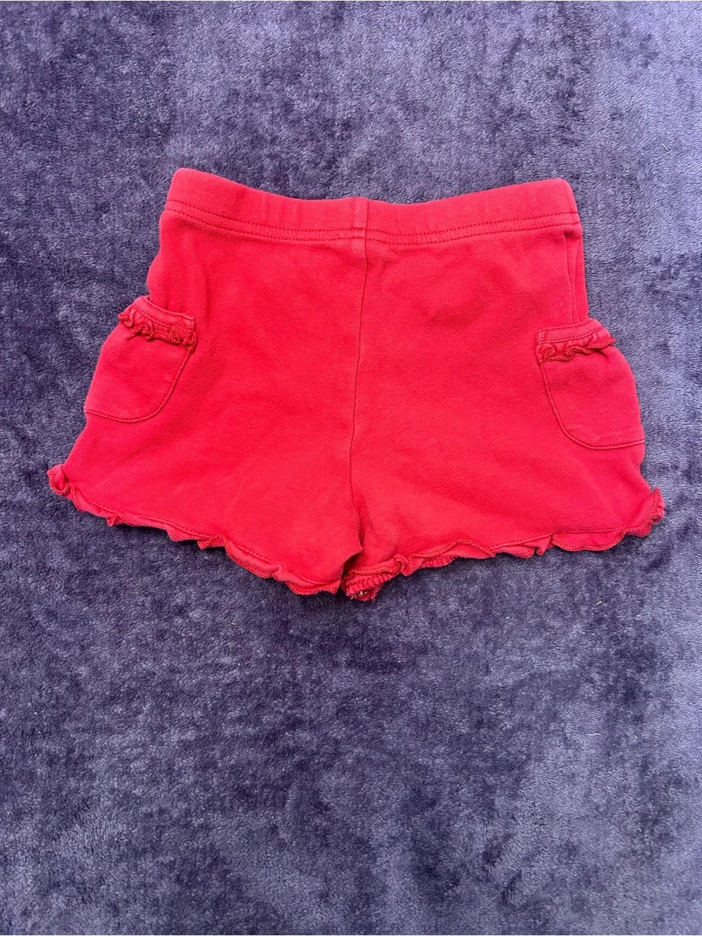 Copper Key Red High-Waist Ruffle Hem Shorts